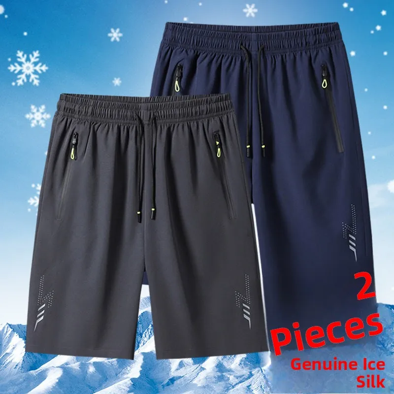 

Ice Silk Four-Part Short Shorts Thin Fitness Running Summer Leisure Sports Five-Part Mid-Pants for Men Youth Daily Wear