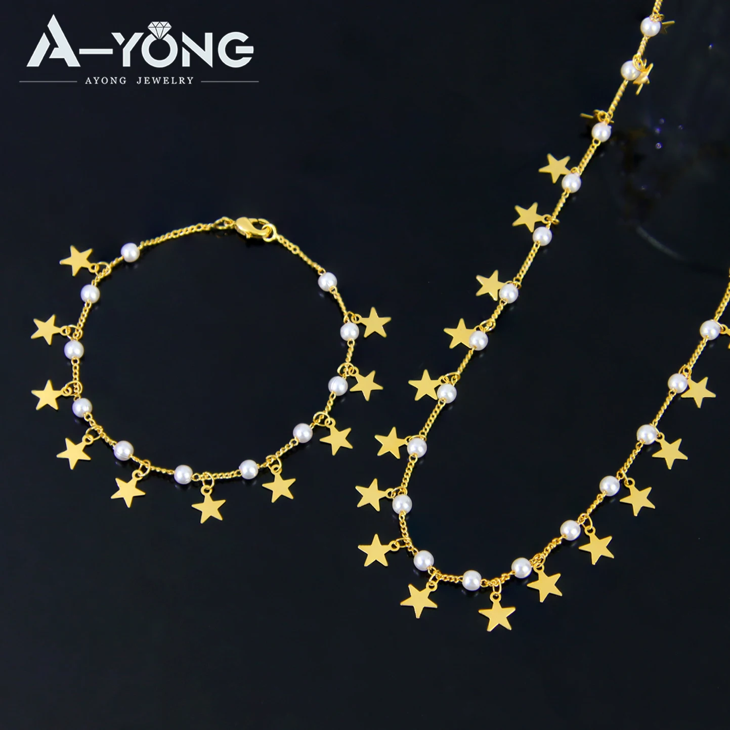 Boho Quasten Mode-Schmuckset 21k Vergoldet Arabischer Eleganter Perlen-Halskette und Armband Oman Frauen Event-Party-Schmuck – Detail 3