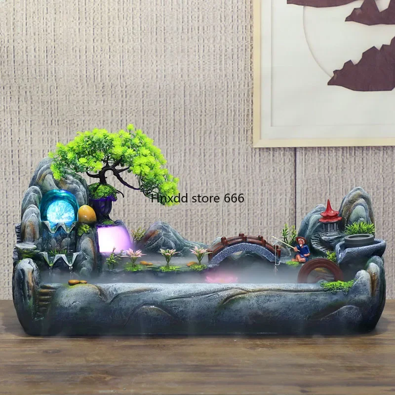 Rockery, flowing water, fountain, fish tank TV cabinet decoration, feng shui wheel lucky ornament