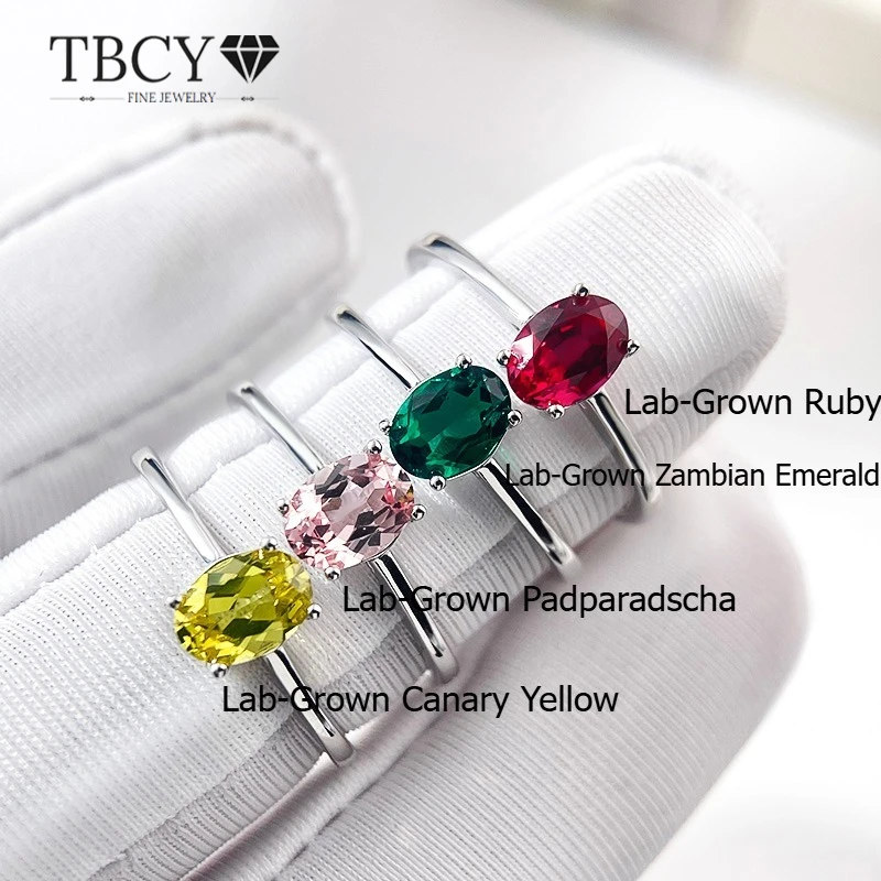 TBCYD 1CT D Color Oval Cut Moissanite Wedding Band Ring 925 Sterling Silver Ruby Pink Yellow Blue 5*7mm Engagment Ring Jewelry