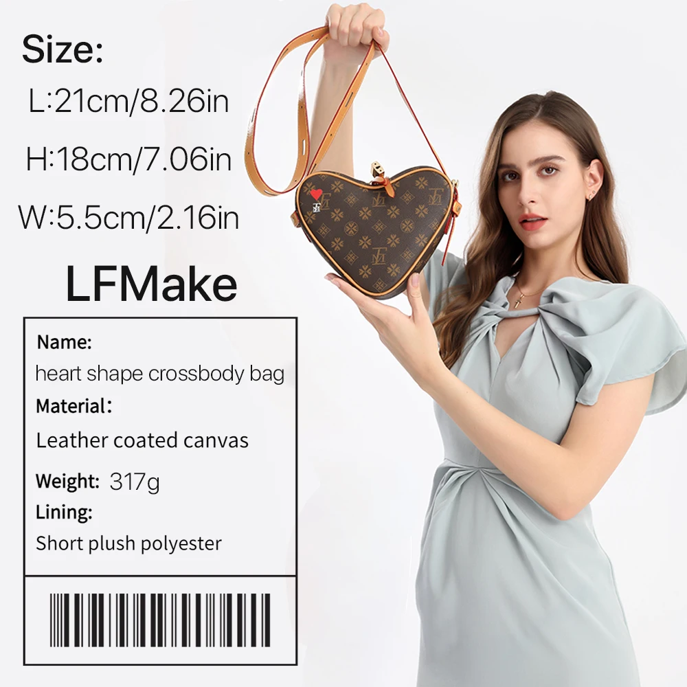 LFMake Heart Shape Purses and Handbags Luxury Designer  Crossbody Bag  Ladies Hand Bags