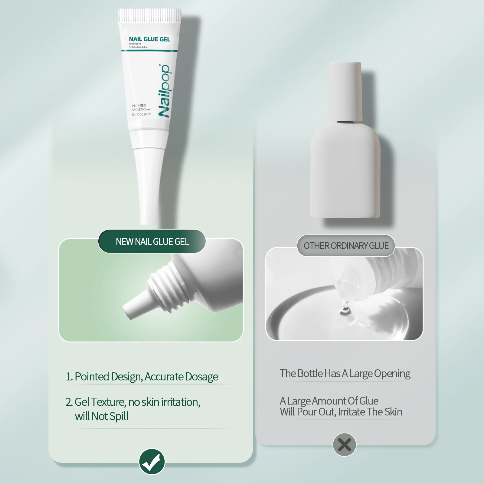 Sneldrogende nagellijm met 10 ml verwijderaar met verwijderaar voor druk op nagels Tips Geen behoefte aan UV-lamp Hechtgel Langdurig nep