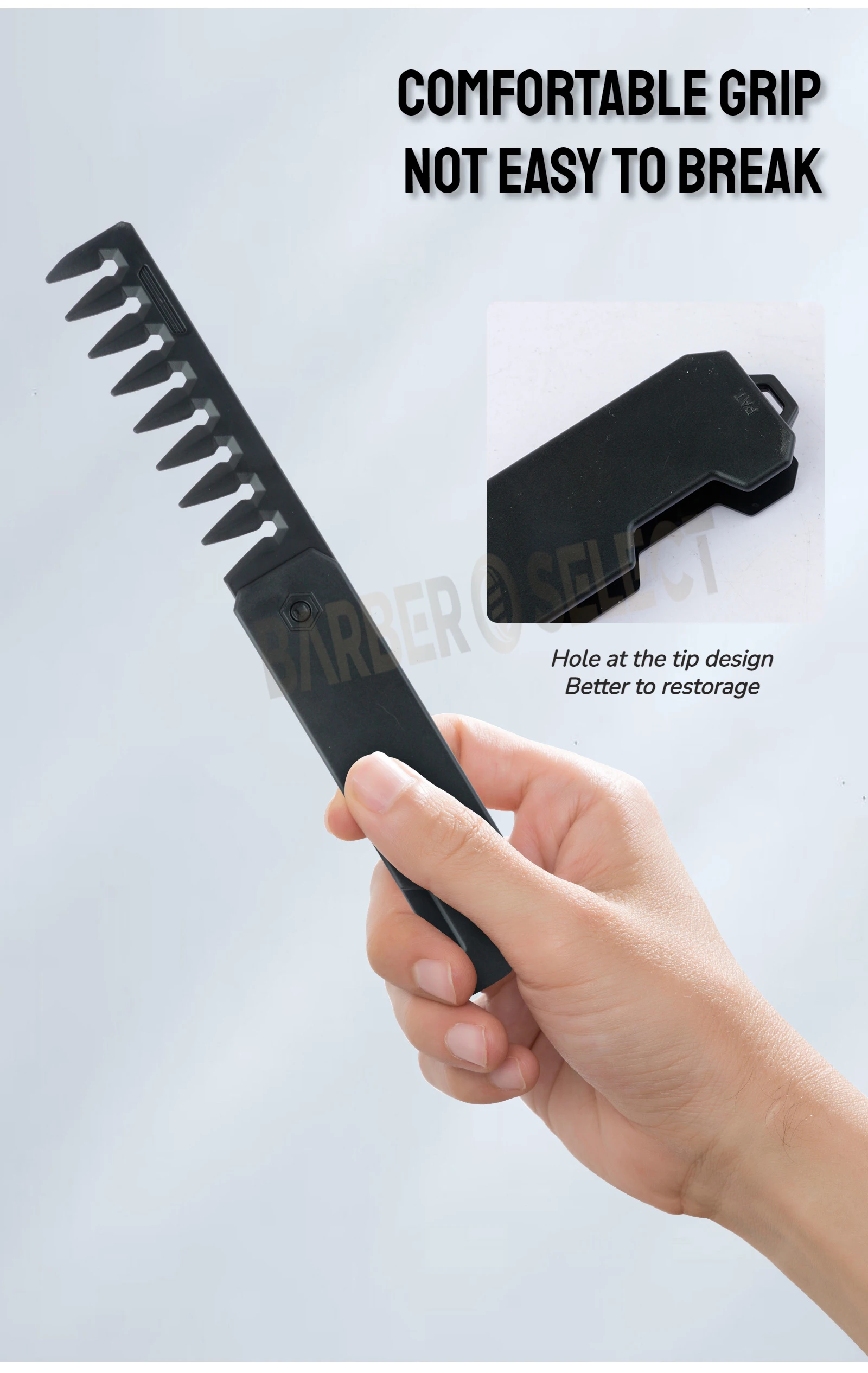 Neuester 1/2/3-in-1 tragbarer Klappkamm, Friseur-Clipper-Kamm, breitzahniger Kamm für Ölhaar, Mini-Bartkamm, Styling-Werkzeug für den Salon. – Detail 14