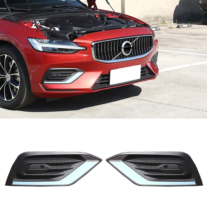 

Set Front Bumper Fog Light Grille Fog Strip Cover Trim Chrome For VOLVO S60 V60 2019 2020 2021 2022