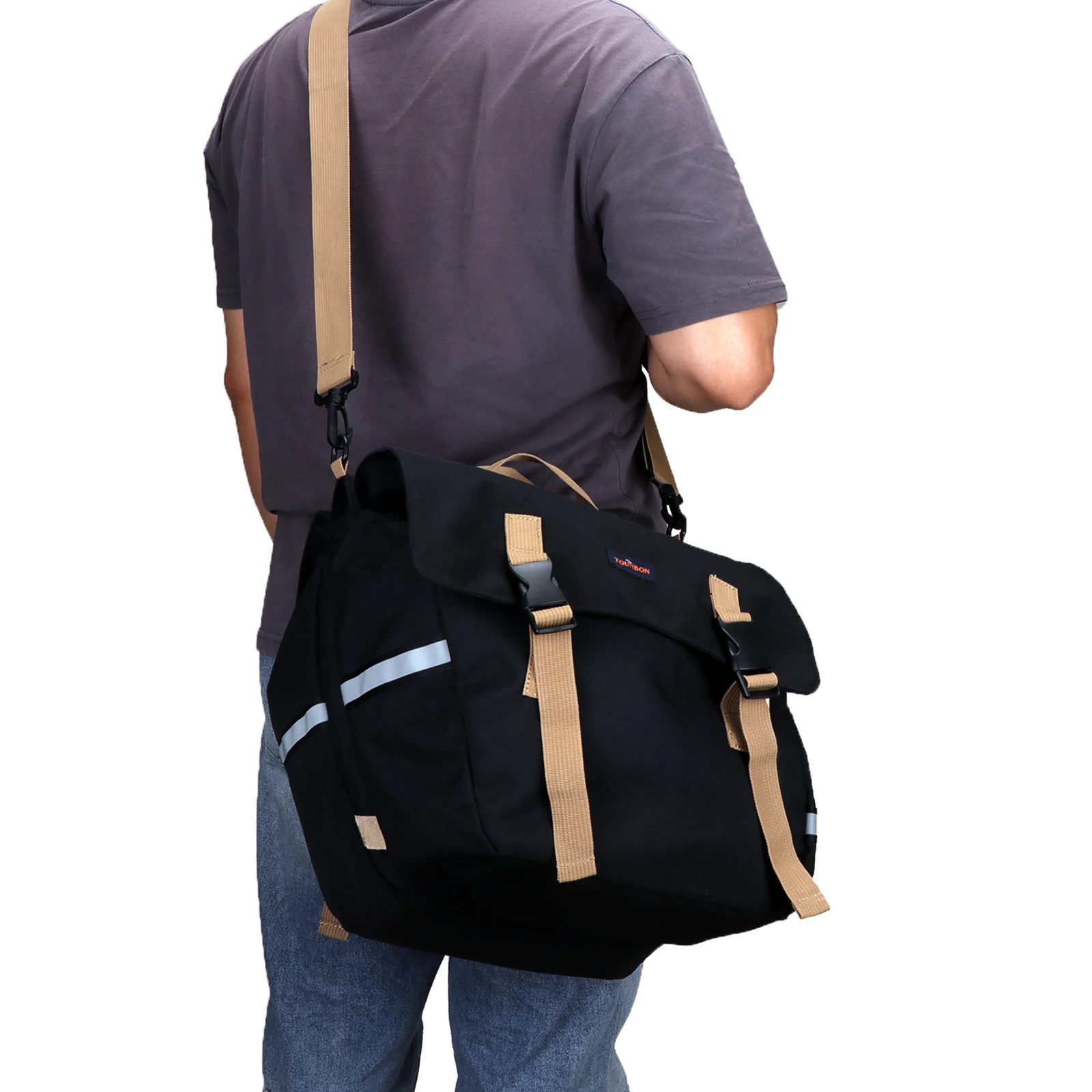 Tourbon Bike Double Panniers Rear Rack Bag Motorcycle Trunk Pack Storage Twins Carrier Waterproof for City Commuting Riding