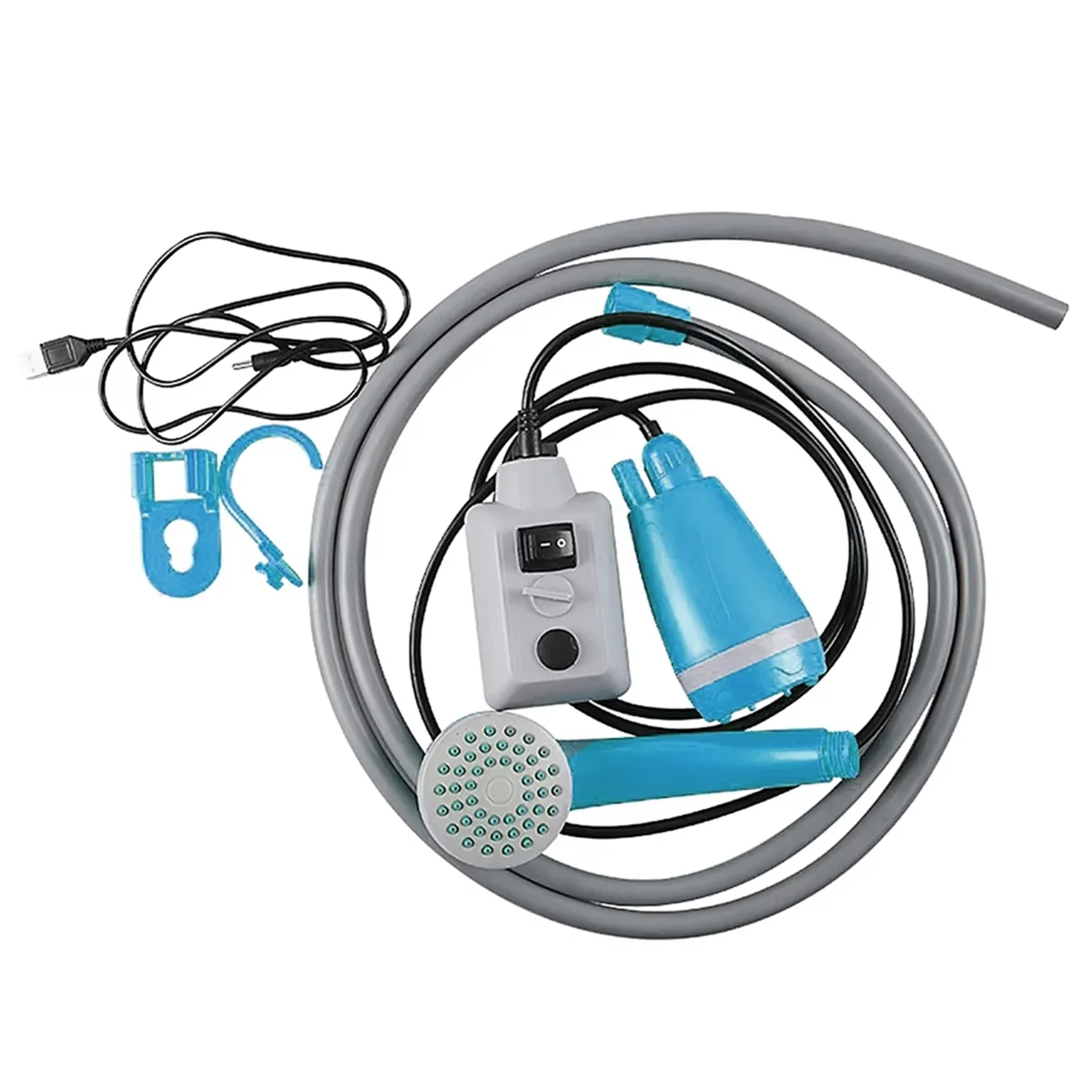 

Lo-ok Portable Rechargeable Shower Pump Outdoor Shower Ideal for Outdoor Hiking, Traveling, Beach, and Picnic Blue