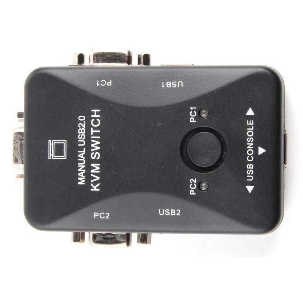 Versatile 2-Port USB 2.0 KVM Switch: Seamlessly ABS Effortless Control Control Two Black Computers With 1080P Computer Parts