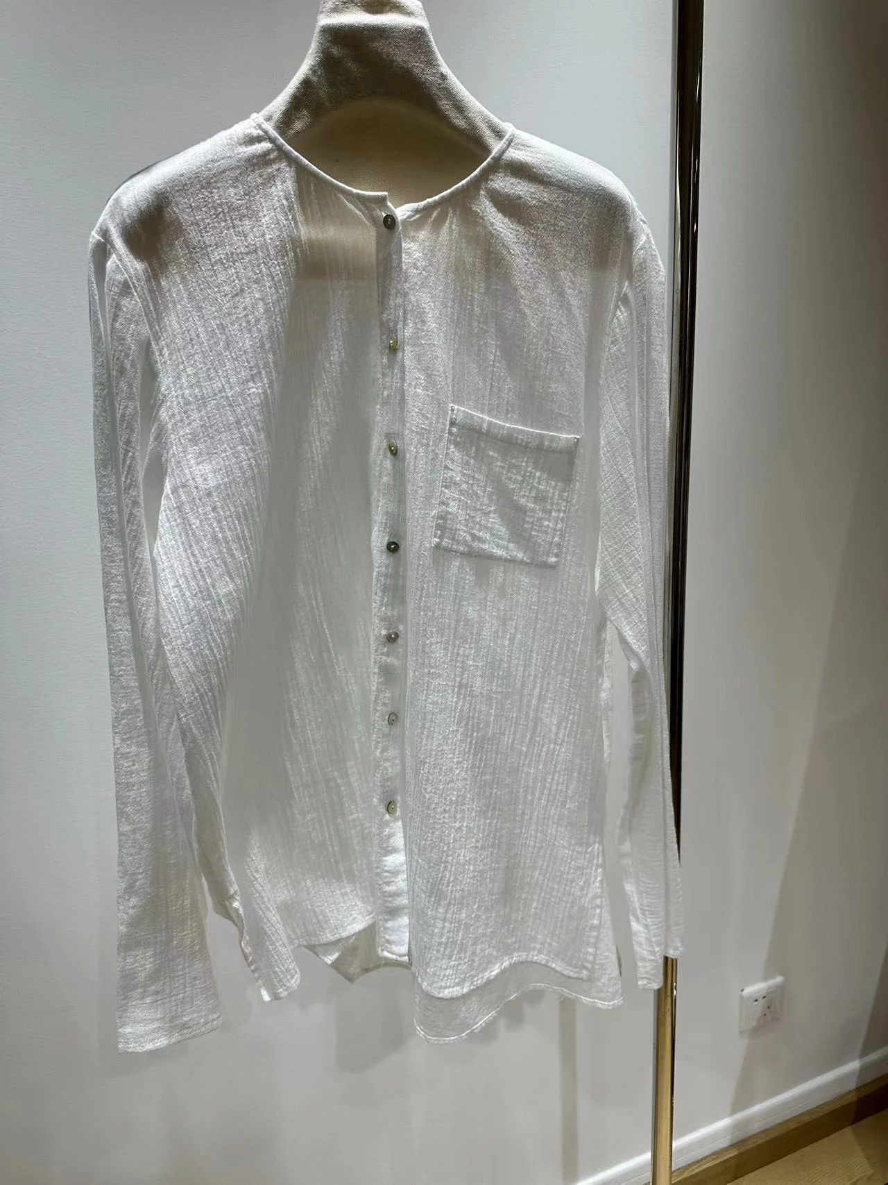 Camicia da donna semplice camicetta estiva monopetto in cotone monopetto con una tasca