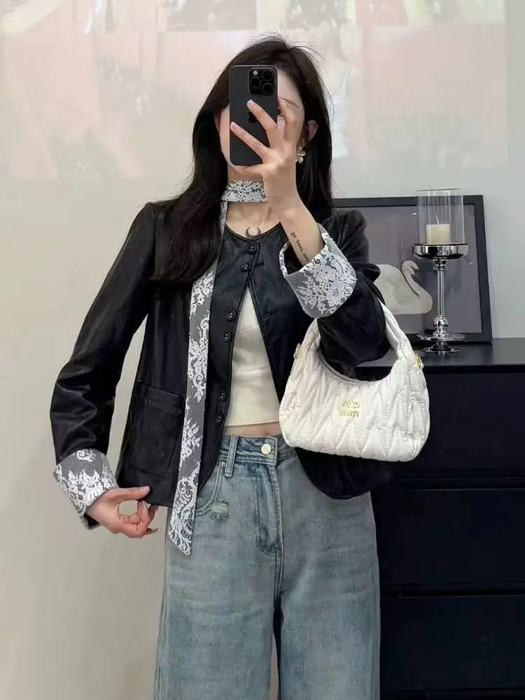 

Autumn Jackets Women Ladies' Temperament Thin Zippers All-Match Office Basic Black Niche Pink Thicken Small Gentle Commuting