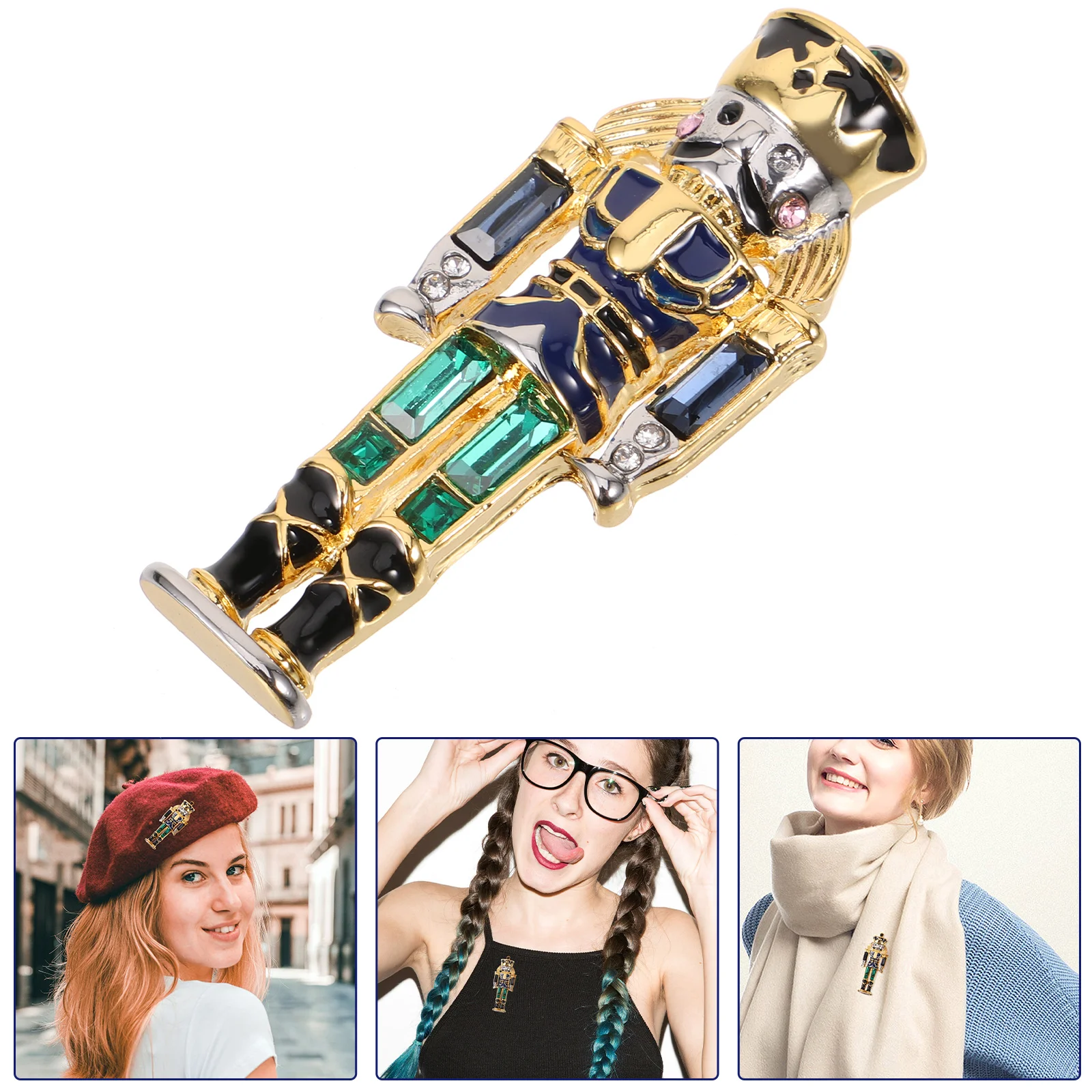 

Nutcracker Brooch Initials Lapel Pin Shaped Decoration Women Soldiers Cute Pins Small