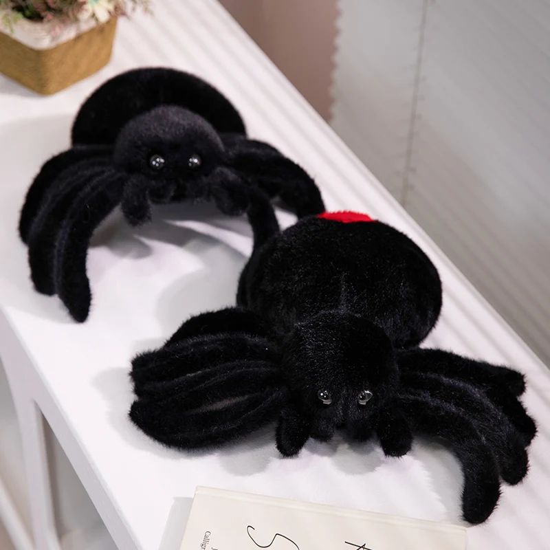 

23-34cm Simulation Funny Black Spider Plush Toys Soft Stuffed Crawling Animals Plushies Dolls Room Decor for Kids Birthday Gifts