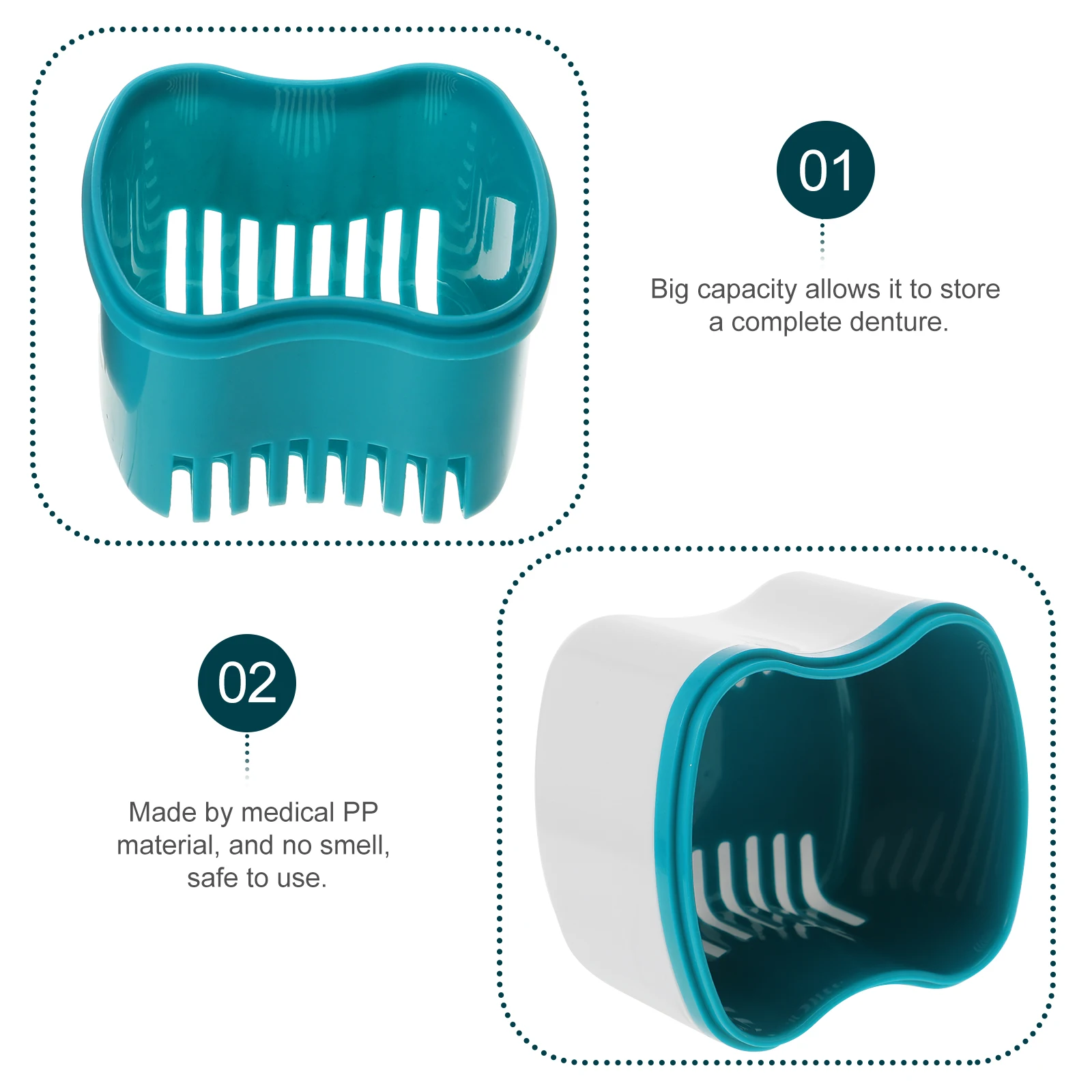 

Denture Box False Teeth Storage Case Hygienic Portable Travel Container Large Capacity Safe PP Material Mini Size