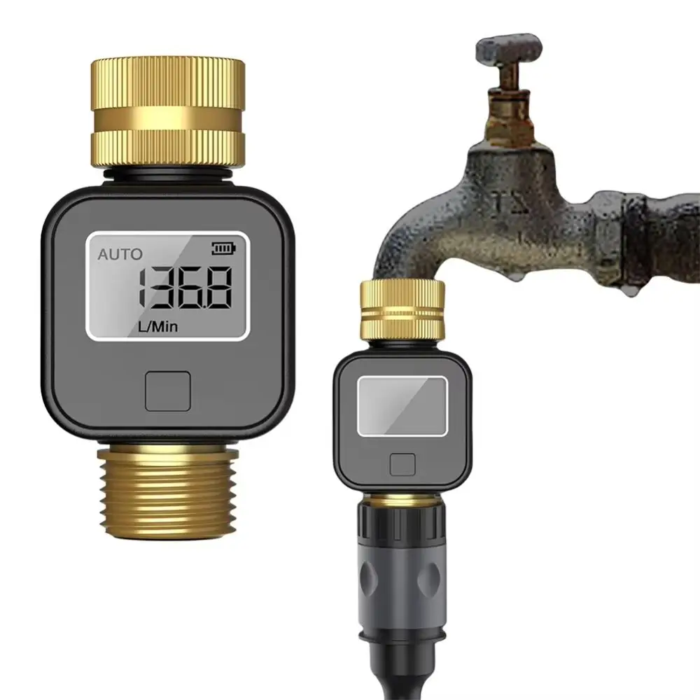 

IPX5 Waterproof Digital Water Flow Meter Brass Inlet LCD Display Electronic Water Meter Multifunctional Accurate