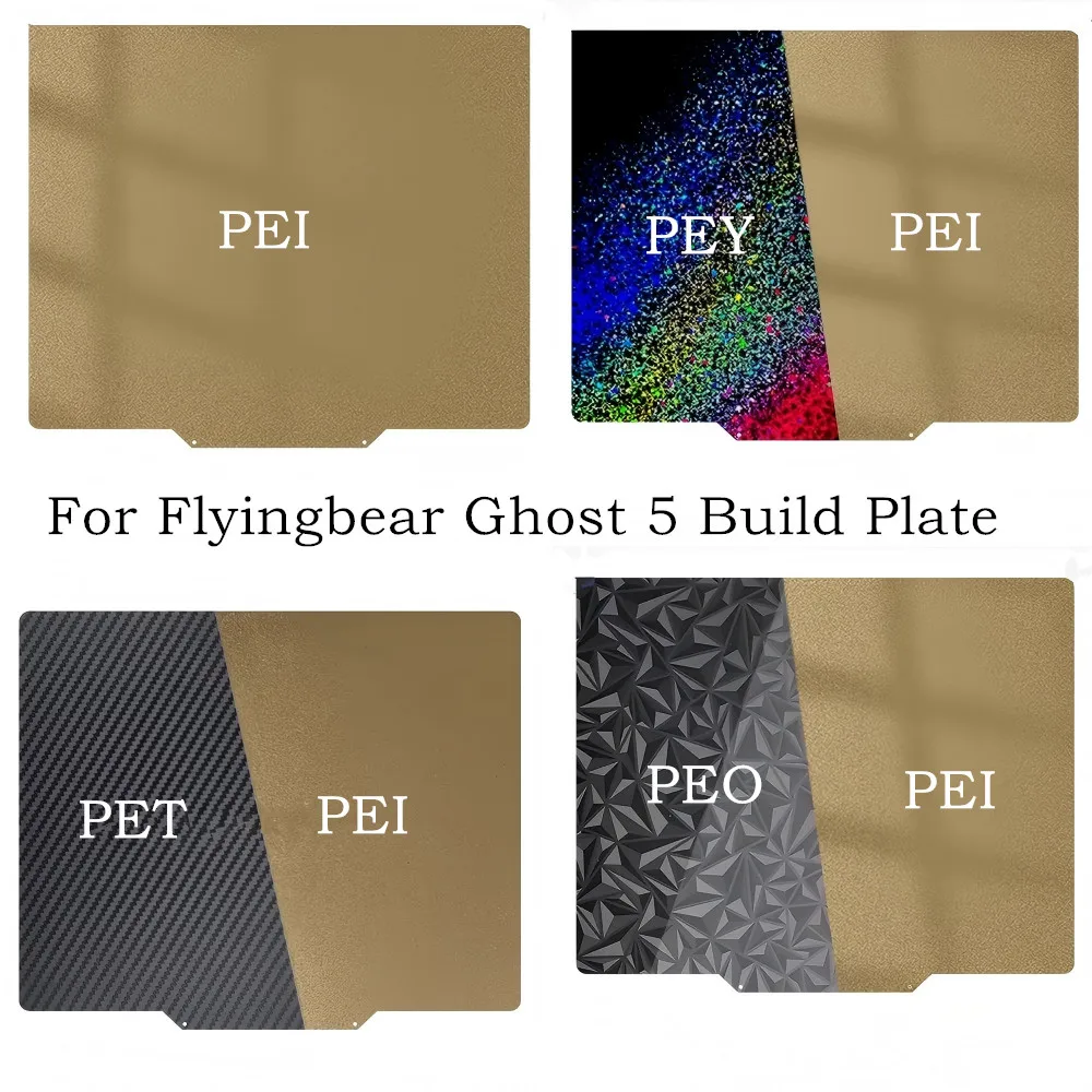 For Flyingbear Ghost 5 Build Plate Smooth Textured PET PEI Sheet 214x275mm Double Sided PEI Flexible Spring Steel Easy Remove