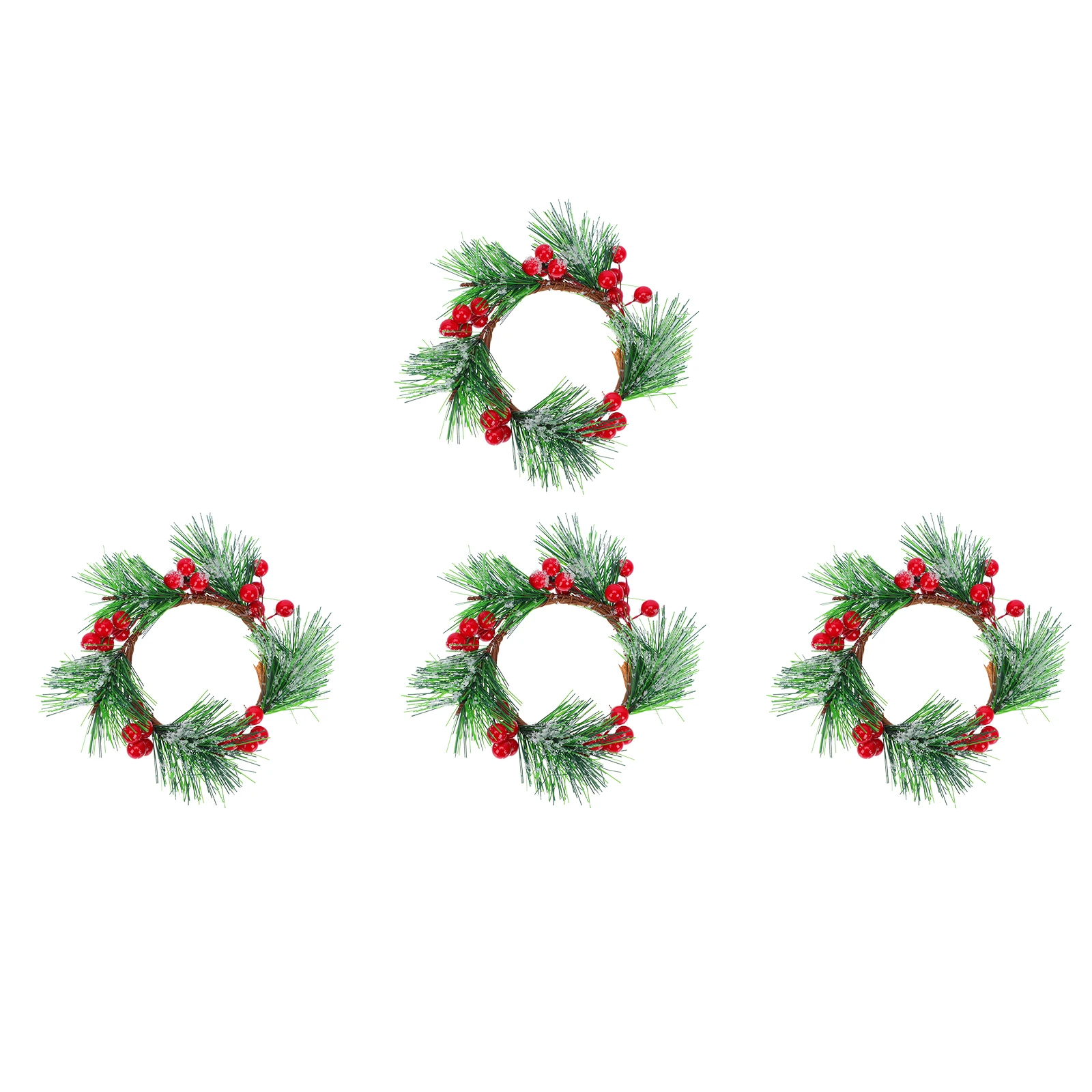 

4pcs Artificial Leaf Berry Wreath Exquisite Simulation Plant Decor For Christmas Festival Scene Wall Hanging Garland