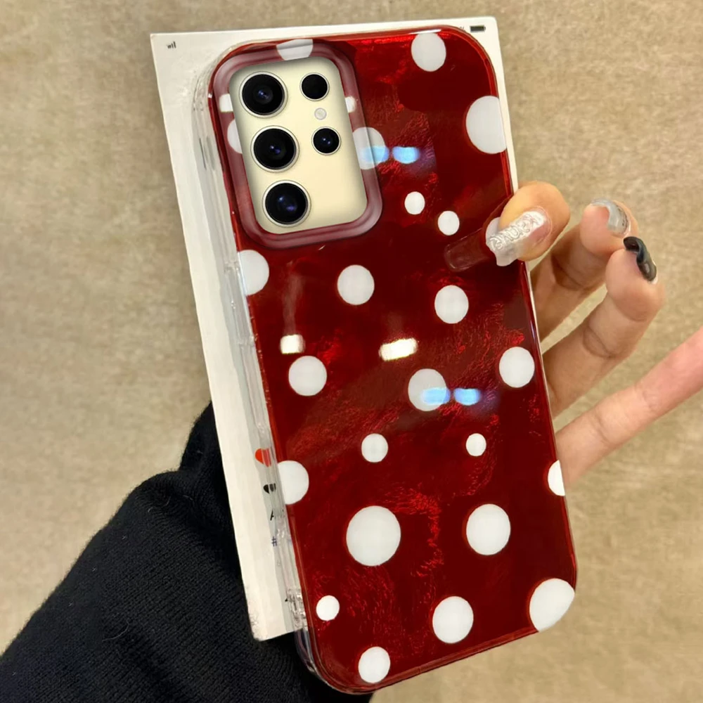Weihnachten Rot Kreisförmige Punkte Farbverlauf Frauen Gilrs Telefon Fall Für Samsung Galaxy S24 S22 S23 S25 Rand S21 Plus S20 FE Ultra Abdeckung