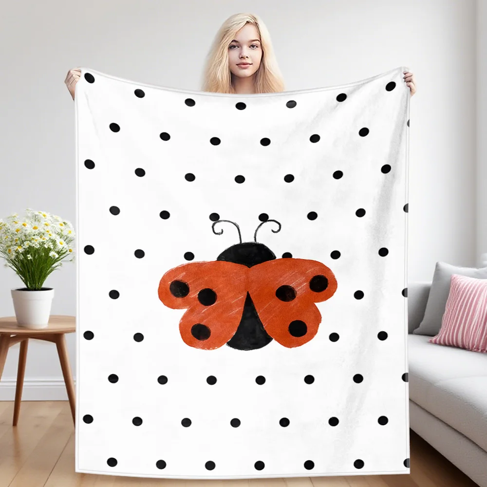 Ladybug Polka Dots Winter And Summer French Plush Blanket Soft And Fluffy Comfortable Wool Blanket Sofa Ideal Gift