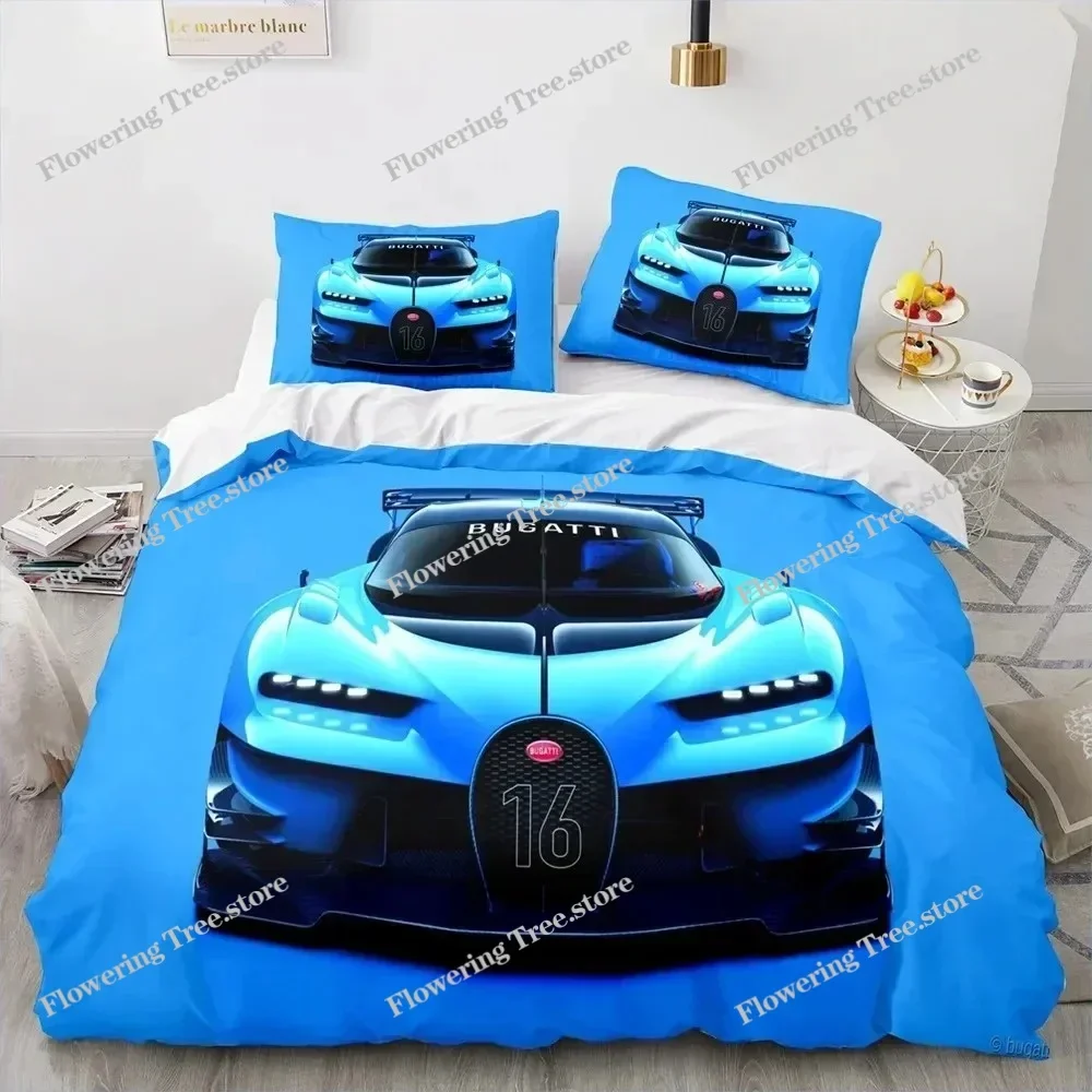 

Sports Car King Queen Duvet Cover Cool Colorful Supercar Pattern Bedding Set for Men Adult Race Car Polyester Quilt Cover