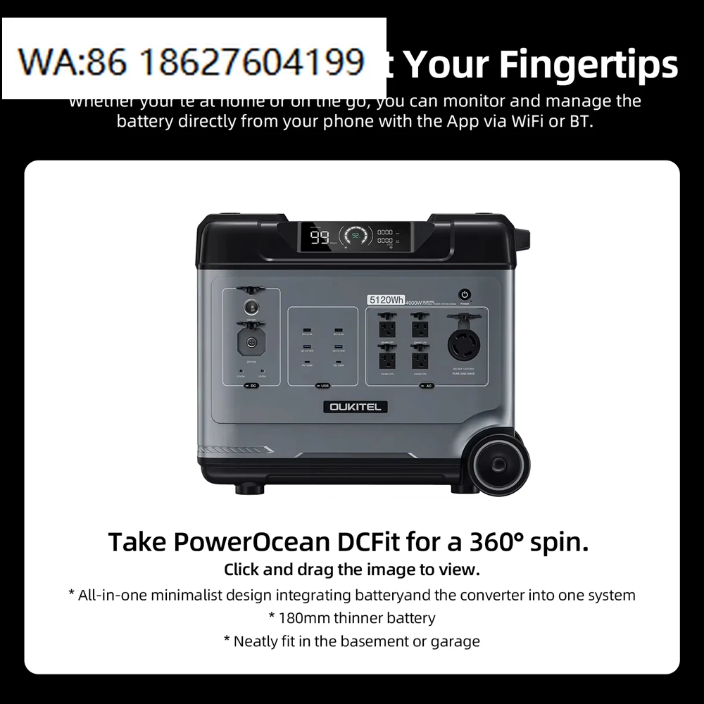 1800W 1024Wh Solar Generator Power Station, 110V 220V Universal Battery Station Home Outdoor Emergency Supply