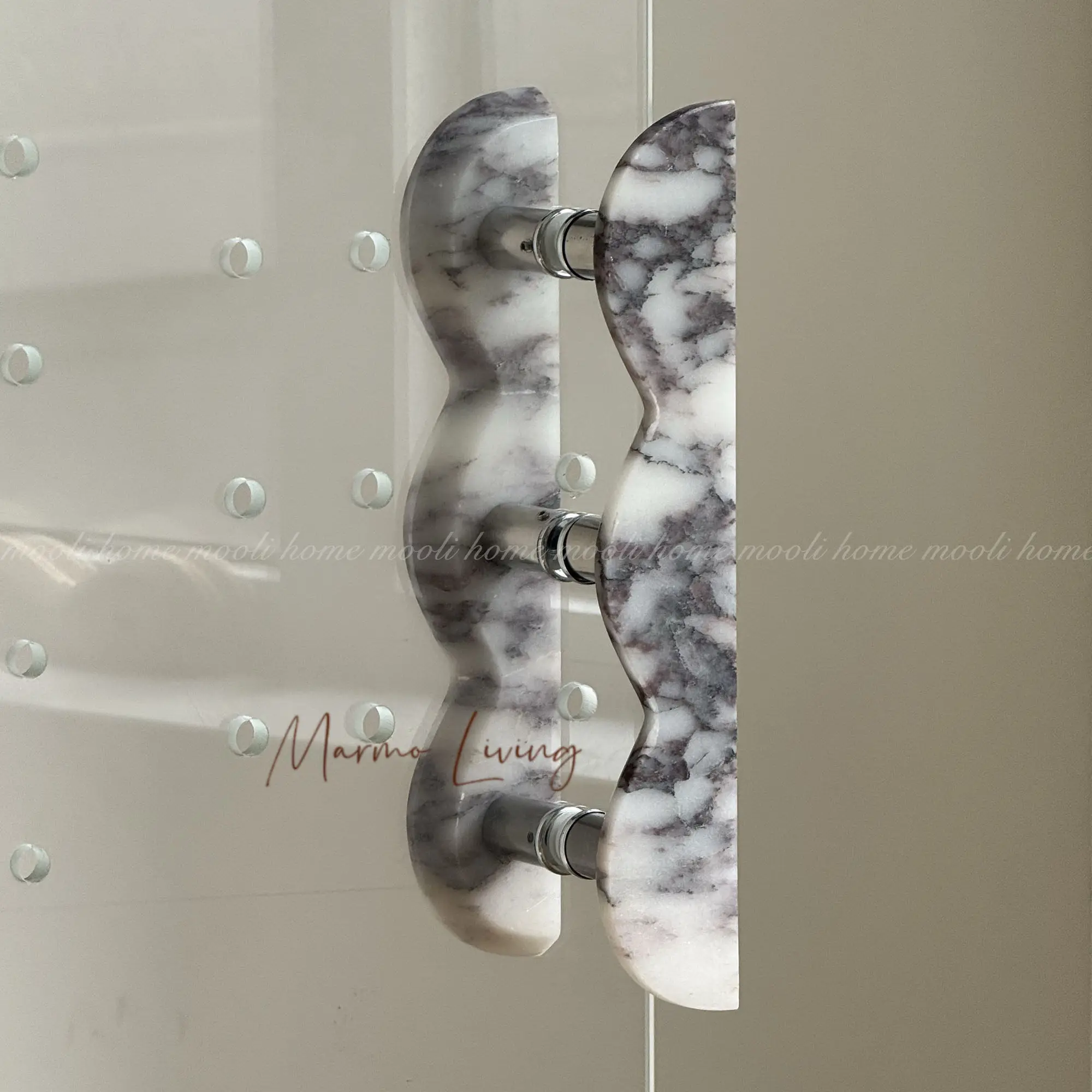 

High End Glass Door Handle Marble Bathroom Pull Luxury Designer for Hotel Cafe
