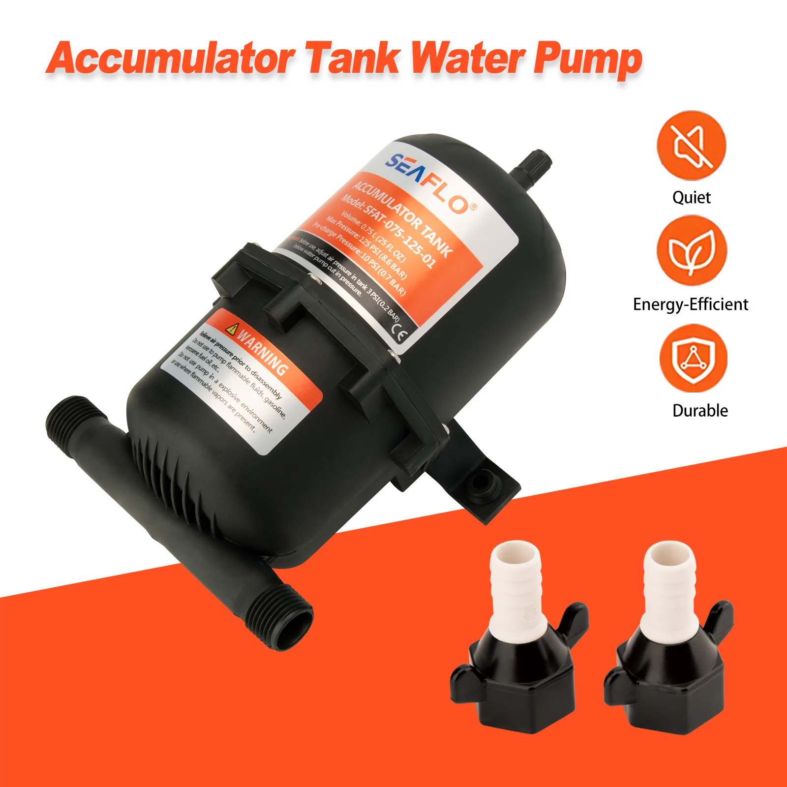 Serbatoio accumulatore di pressione compatto per marina e camper da 0,75 litri – Mini pompa da 125 PSI per barche e yacht – Portatile e facile da trasportare