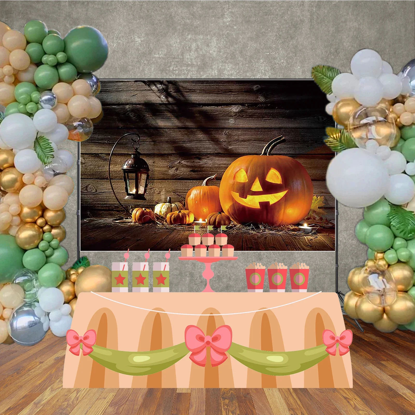 MOON.QG لوحة خشبية للهالوين عبر لوح اليقطين خلفية التصوير خلفية الأطفال استوديو كشك التصوير ديكور الحفلات