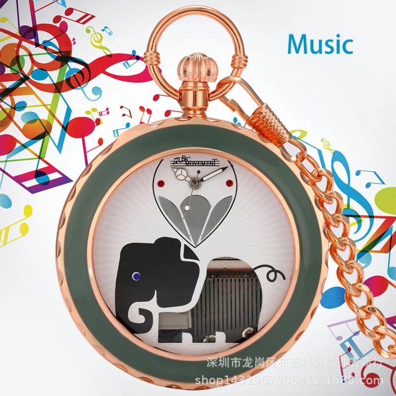 Foreign Trade New Products  Cartoon Quartz Music Pocket Watch-Swan Lake Music Box Pocket Watch Factory direct sales