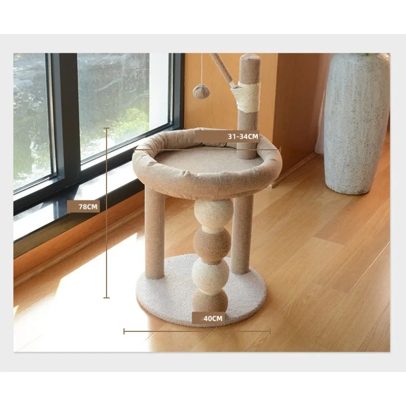 Cat Tree with Toy Apartment Indoor Cat House with Thickened Plush Perch Comfort Hammock and Sisal Scratch Post