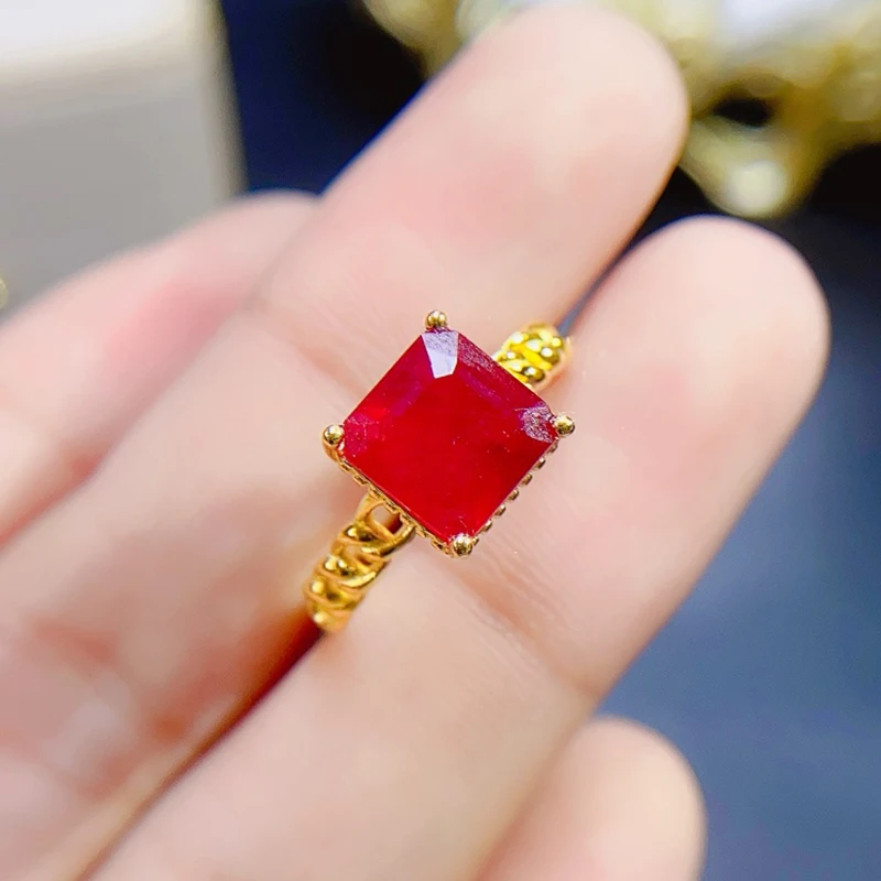 Natural Ruby Rings for women silver 925 jewelry luxury gem stones 18k gold plated free shiping items