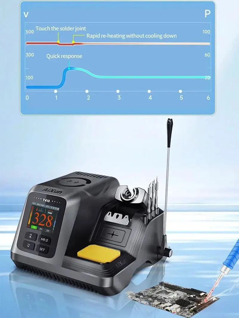 AIXUN-Estación de soldadura de precisión inteligente T413, 200W, Compatible con mango T245/T225 para reparación de PCB, estación de retrabajo de soldadura