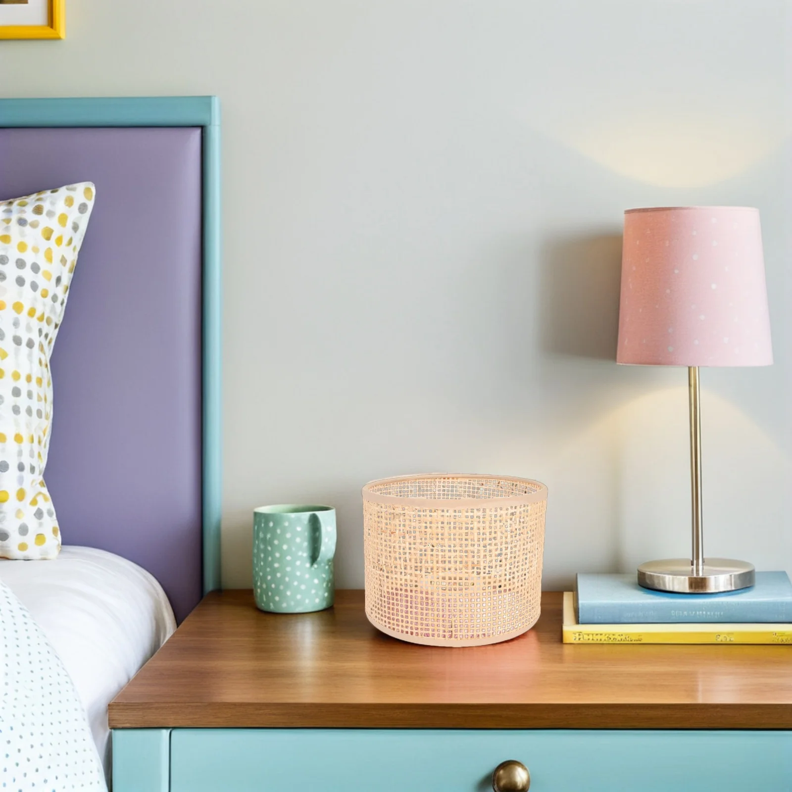 

2Pcs Woven Rattan Pendant Lamp Shade Bamboo Lamp Cover for Ceiling Light Warm Soft Glow Decorative Lampshade for Living