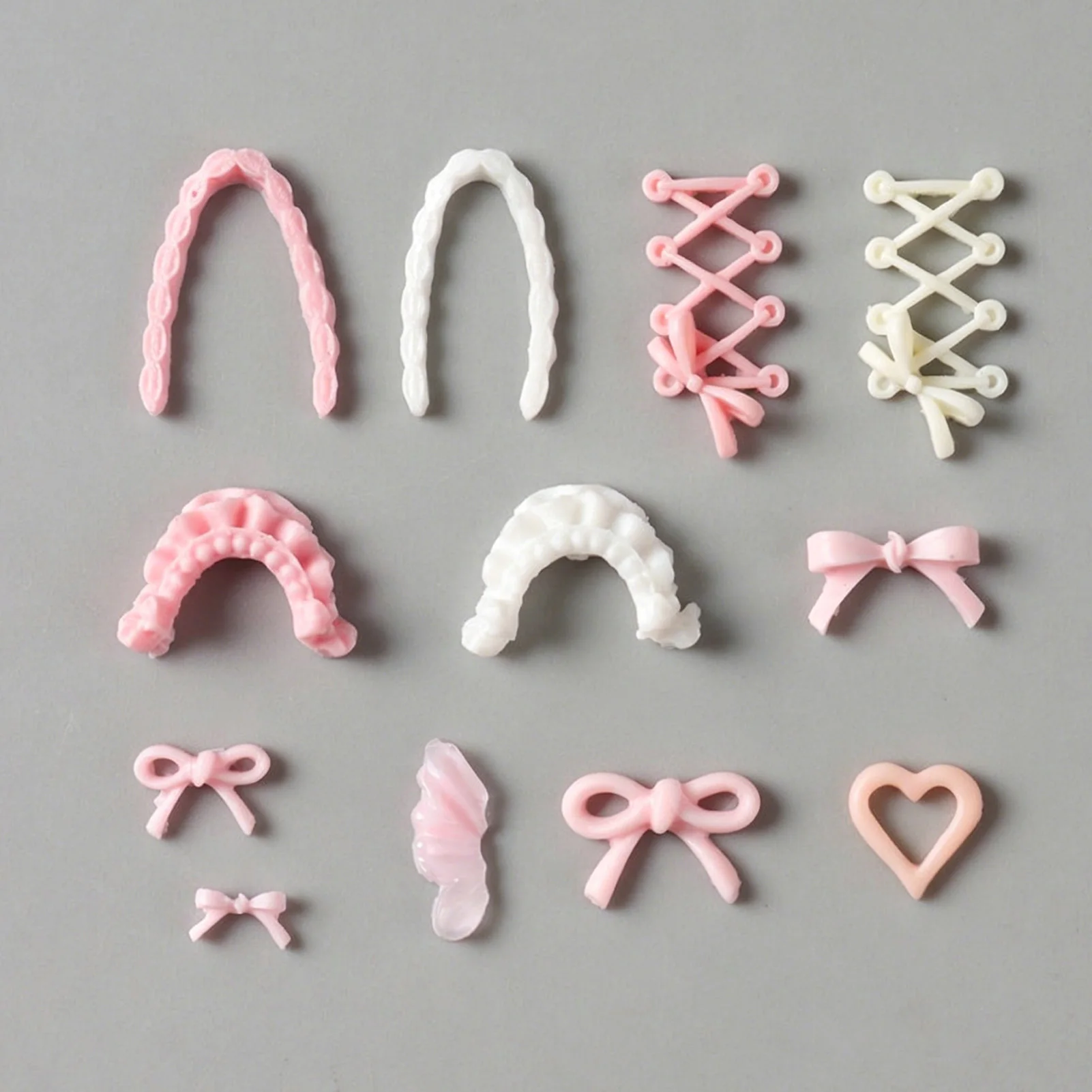 12Grid Pink Ballet Series Nagelzubehör 3D Schleifen-/Herz-/Rocksaum-Designs Charms für Nägel im koreanischen Stil DIY Nageldekorationen – Detail 8