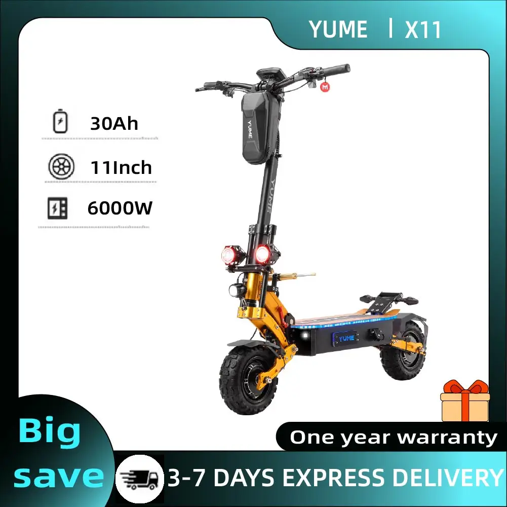 YUME X11 + Scooter électrique 2*300W 60V 30Ah batterie double moteur 11 pouces pneus 90KM kilométrage maximum 150KG vitesse maximale 95 km/h