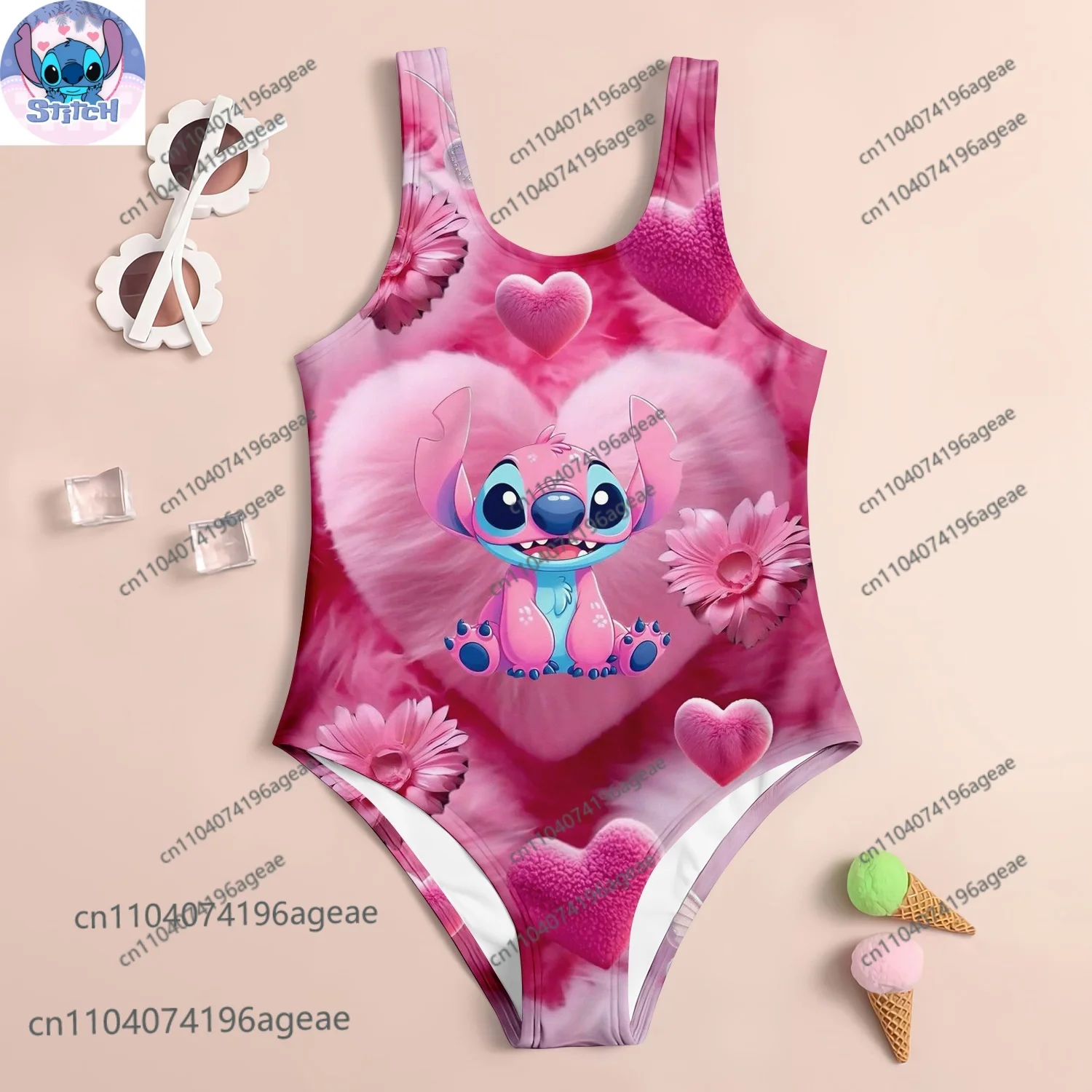 

2025 Summer New Arrival: Super Popular,Stitch,3D Printed One-Piece Swimsuit – Comfortable for Women & Girls