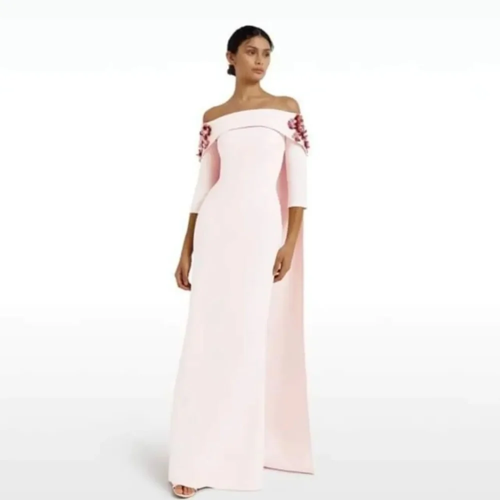 Disesuaikan Jersey indah A-line Off-the-shoulder Midi Gaun gaun Prom gaya Modern Pastrol Unisex gaya Cina Formal S