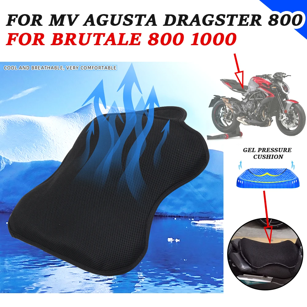 Motorcycle Accessories Gel Seat Cushion Cover Pressure Relief Pad For MV Agusta Brutale 800 RR SCS Dragster 800 Rosso 1000 RS