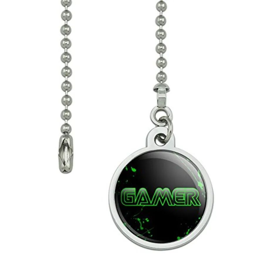 Gamer Paint Splatter Gaming Geek Ceiling Fan and Light Pull Chain
