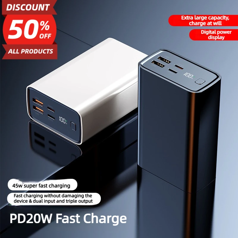 Upgraded 45W Power Bank 30000mAh Dual USB A USB C PD 20W Fast Charging Digital Display Portable PowerBank for Laptop Phone St
