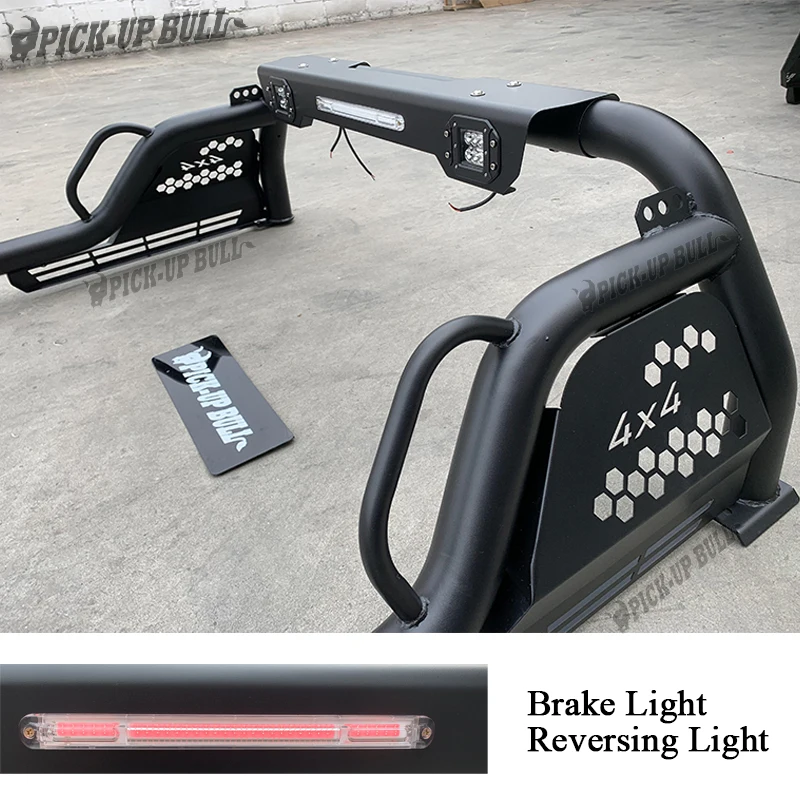 4WD Truck Parts Universal Steel Roll Bar with Light for Ranger Hilux Navara Np300 D40 Dmax Pickup Truck Bed Rack Roll Bar