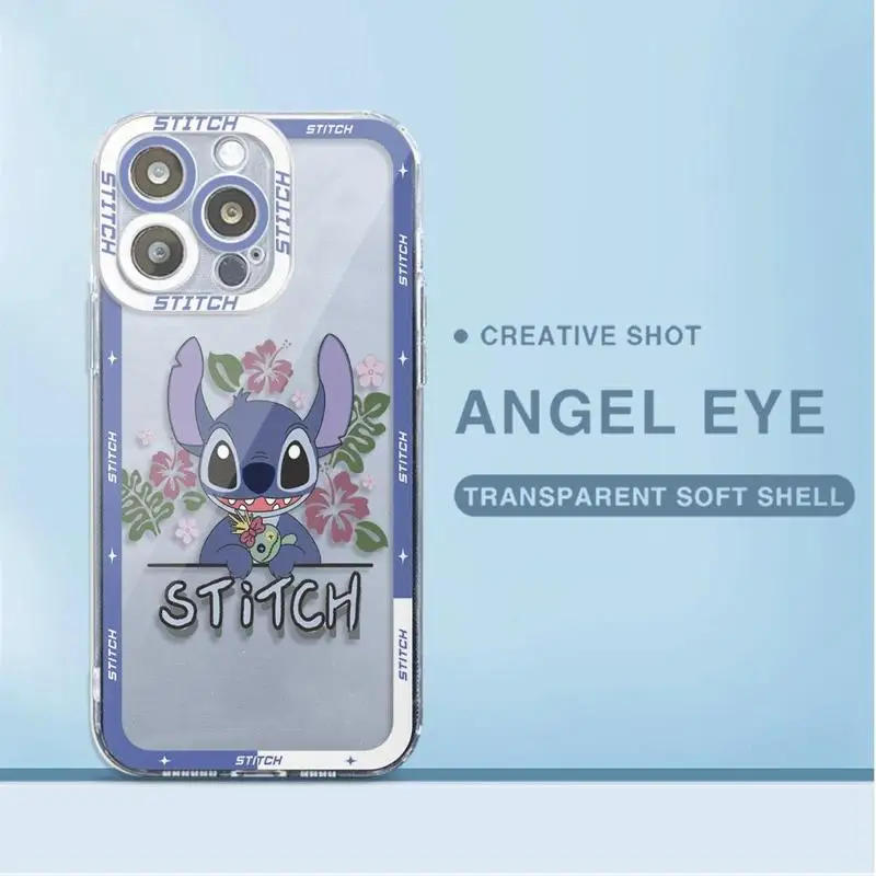 Disney Love Couple Angel Stitch Phone Case for Xiaomi Redmi Note 13 12 Pro Plus 5G 11 Pro 12S 11S 9S 10 10S 9 12 4G Soft Cover