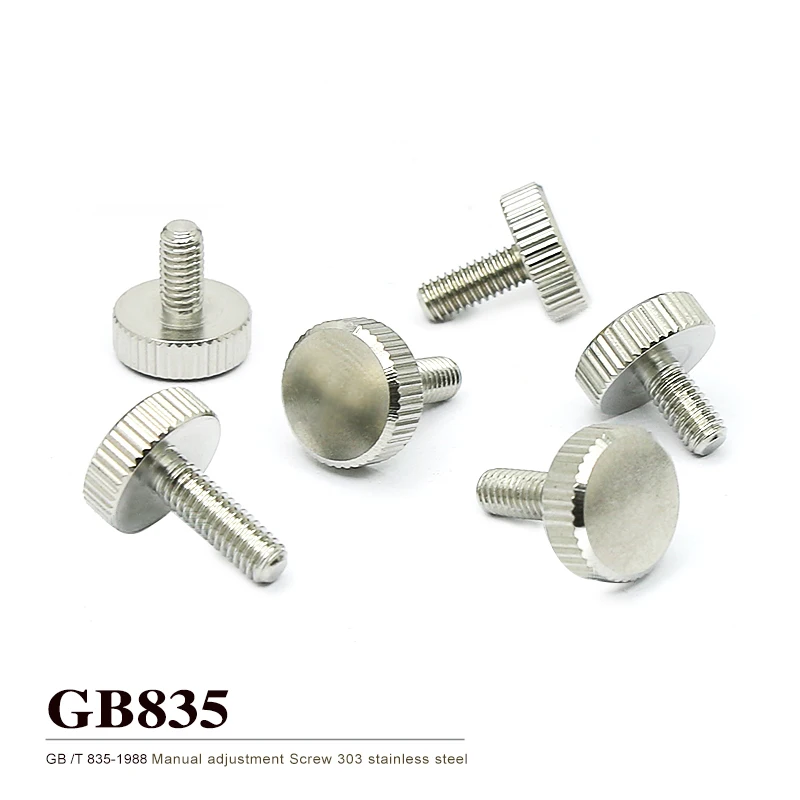 2-50Pcs M3 M4 Knurling Flat Head Hand Tighten Thumb Screw GB835 Stainless Steel Adjust Thumb Bolt Toolless Tooth Length 5-20mm