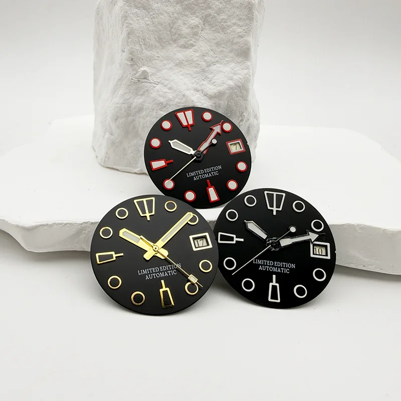 NH35 Watch Dial 28.5MM C3 Green Luminous Face For NH35 NH36 Movement Fits SKX007 SKX009 Watch Case Watch Modification Components