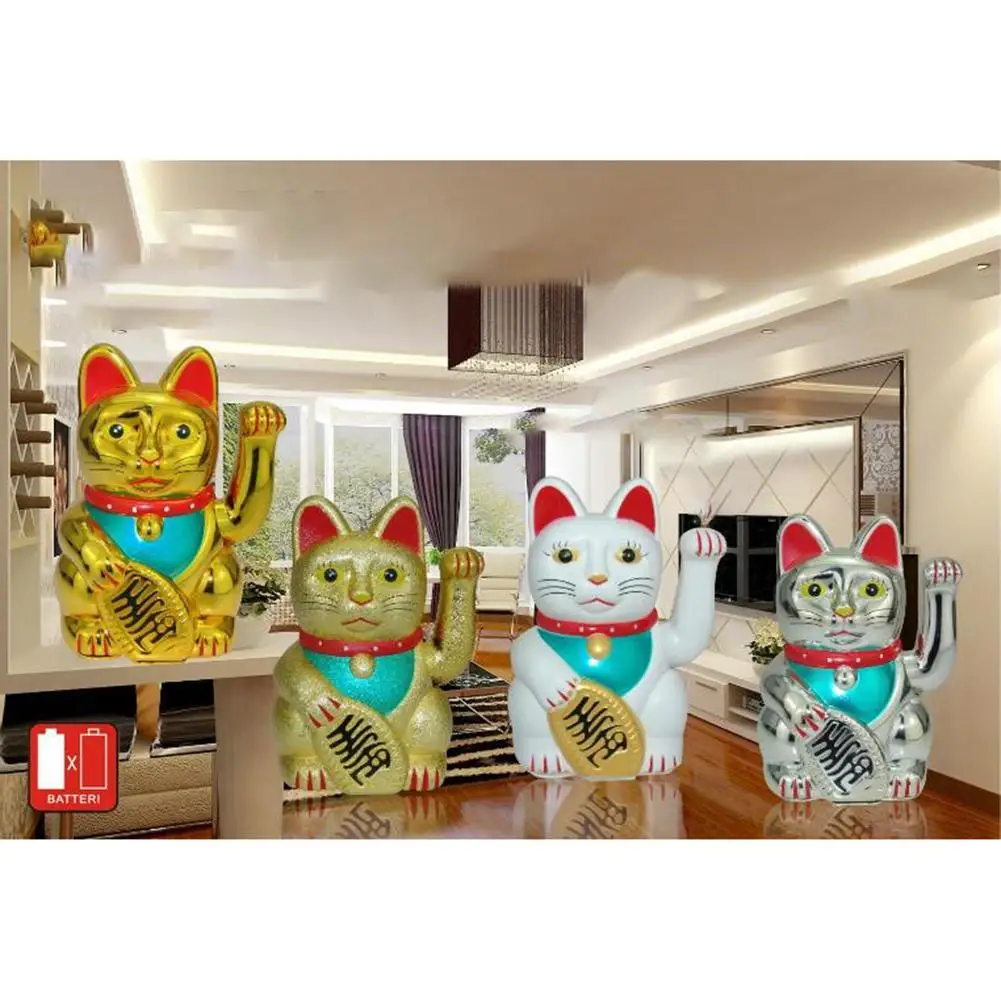 5inch Rifeng Electric Waving Lucky Cat Cashier New Store Opening Electric Hand Waving Fortune Cat Front Desk Cashier Pendant New