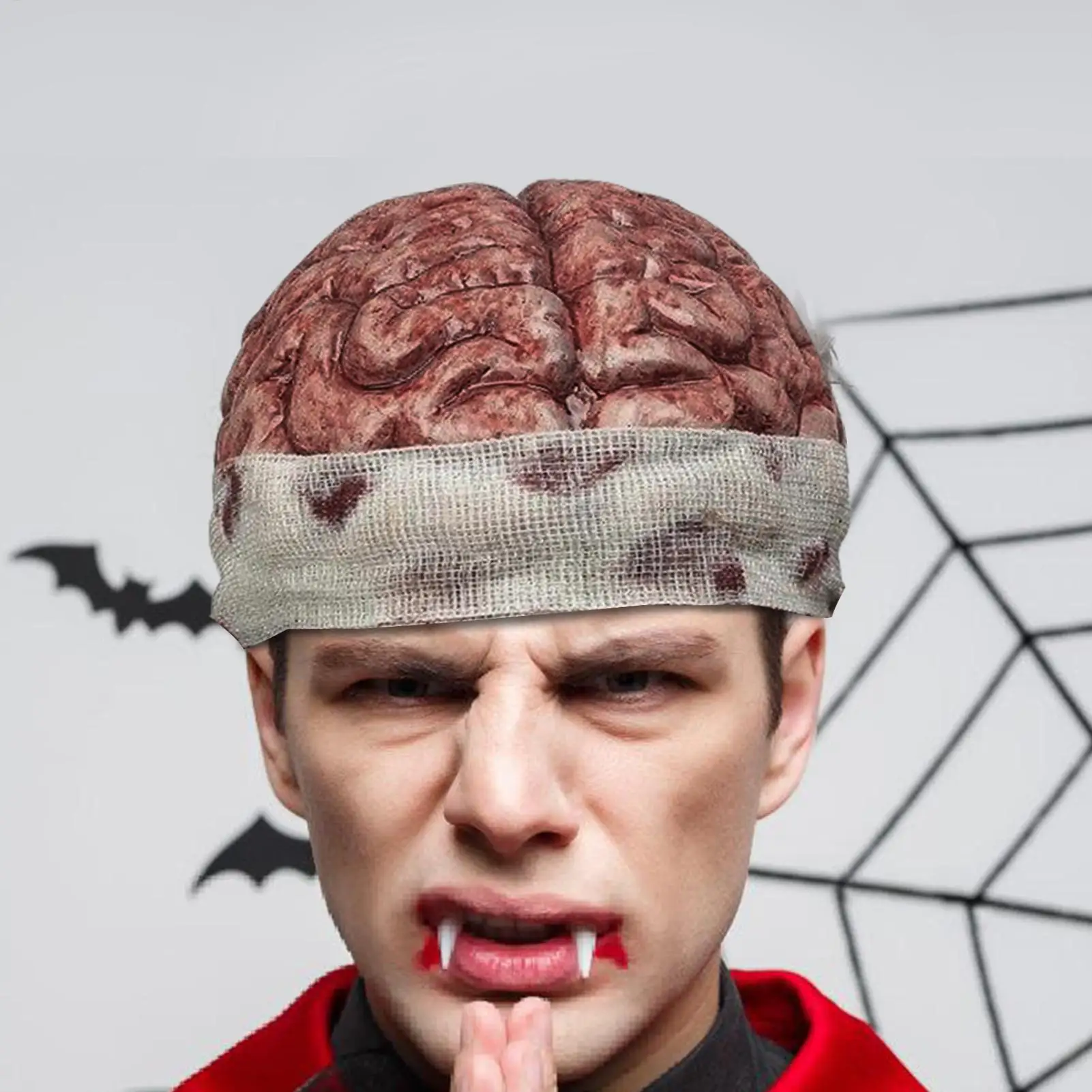 Sombrero cerebral sombrero de fiesta accesorio de disfraz realista 3D accesorio de fotografía para escenario actuación de festival de halloween adultos hombres embrujados
