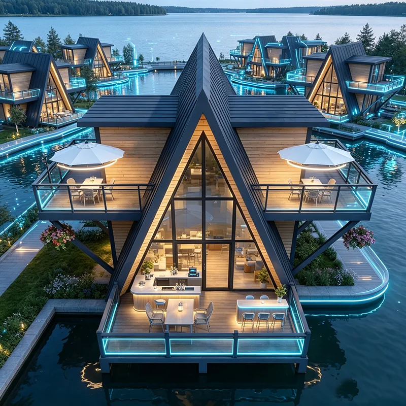Customized New Triangular Three Layers Capsule Room Tiny Commercial Prefab House with Cabin Integrated Steel Structure Building