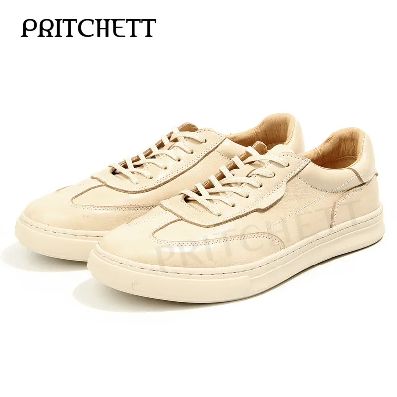 

Slightly Dirty and Old White Shoes Simple Round-Toed Lace-Up Casual Shoes Comfortable Daily Personalized Men's Shoes