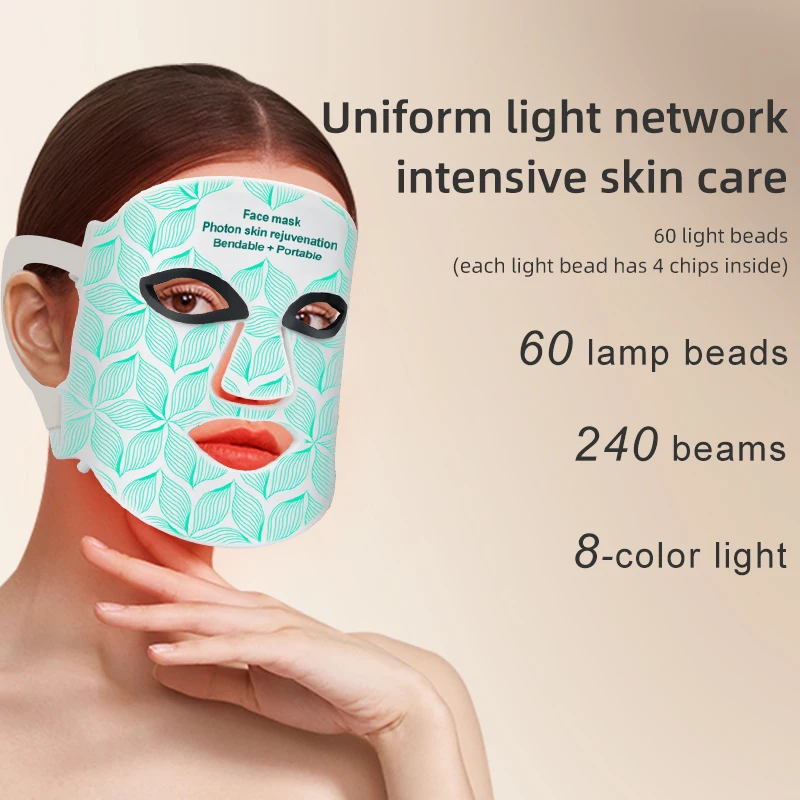 New PDT therapy 8 colors led face light photon led anti acne skin rejuvenation face mask device