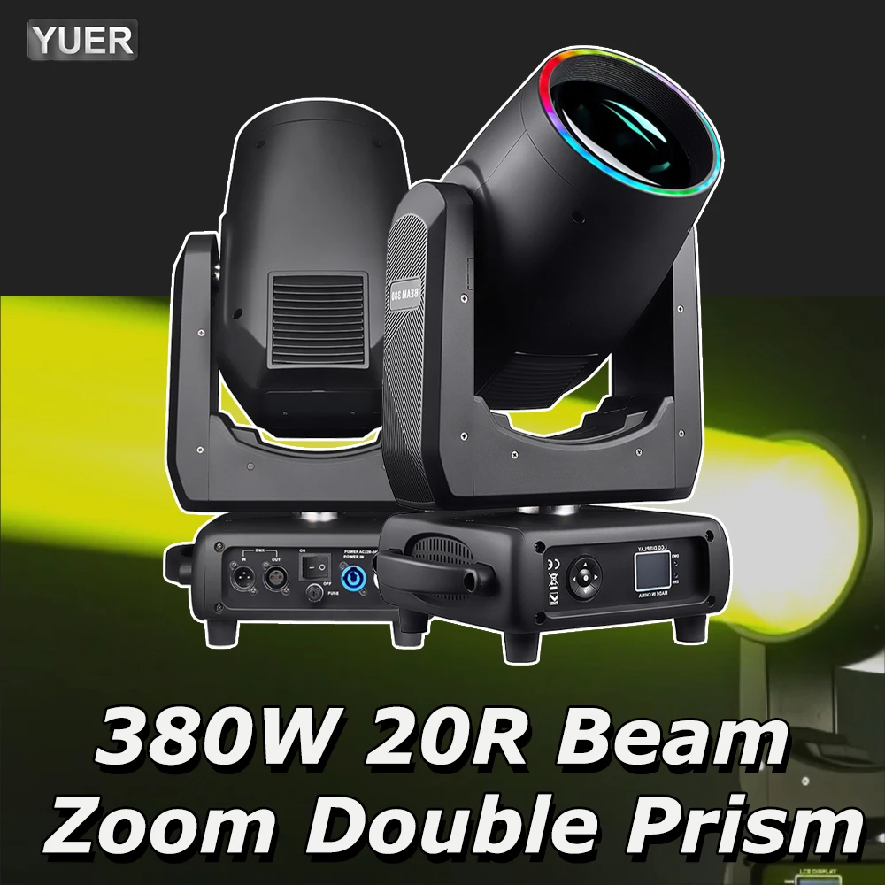 

YUER NEW Profession 380W 20R Beam Spot Wash Moving Head Light Double Prism Zoom DMX512 For Disco DJ Music Ball Party Nightclub