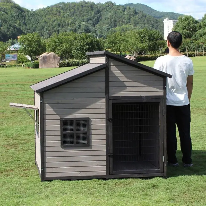 Indoor and outdoor wooden dog cage house anti-corrosion rain sun large, medium and small dog villa insulation universal in all