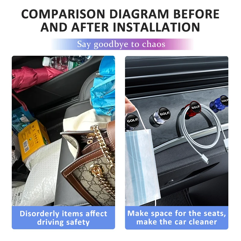 For Volkswagen VW 2PCS Car Hook Drip Glue Circular Shape Auto Interior Hanger Tiguan MK1 mk2 2016 2017 2018 2019 2020 2021 - view 4